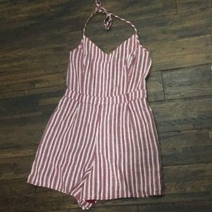A red and white striped romper from hollister